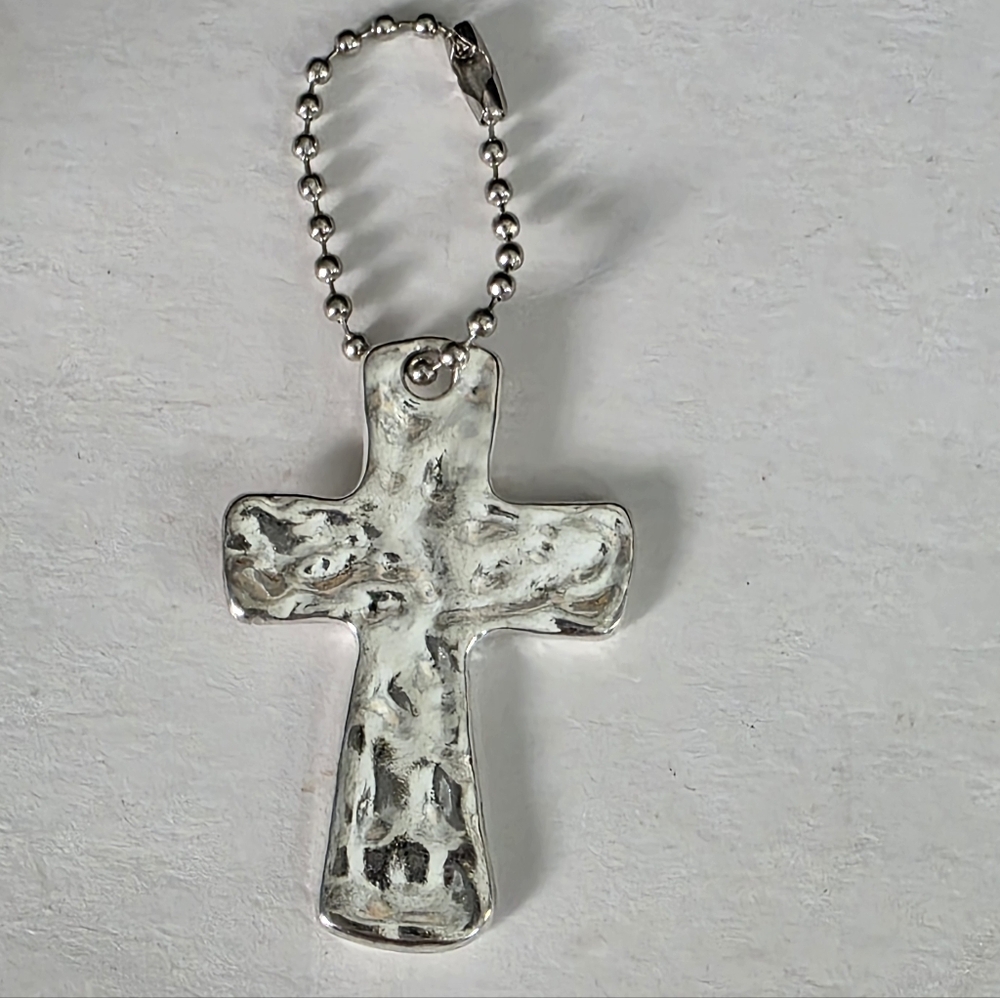 CROSS Bag Charm Silver Hammered Texture - Picture 5 of 6